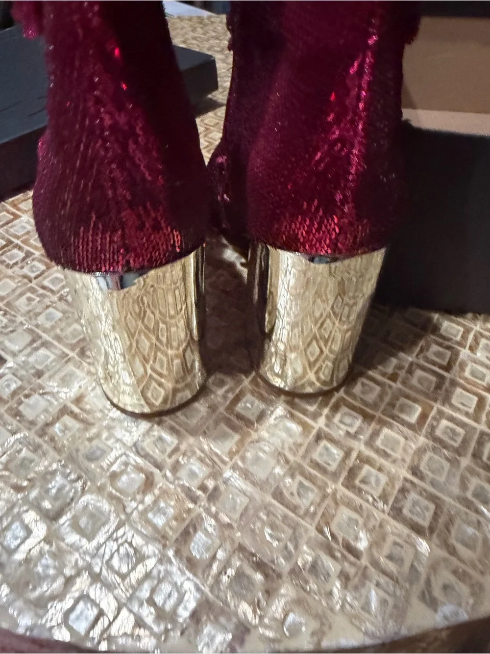 Betsey Johnson Deep Pink Velvet Sequin Floral Ankle Boots
